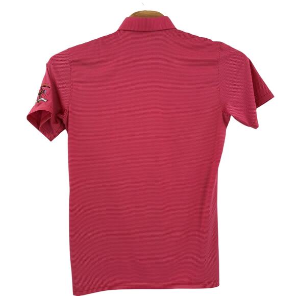 Holderness & Bourne Medium Pink Striped Short Sleeve Golf Polo Shirt - Picture 6 of 6